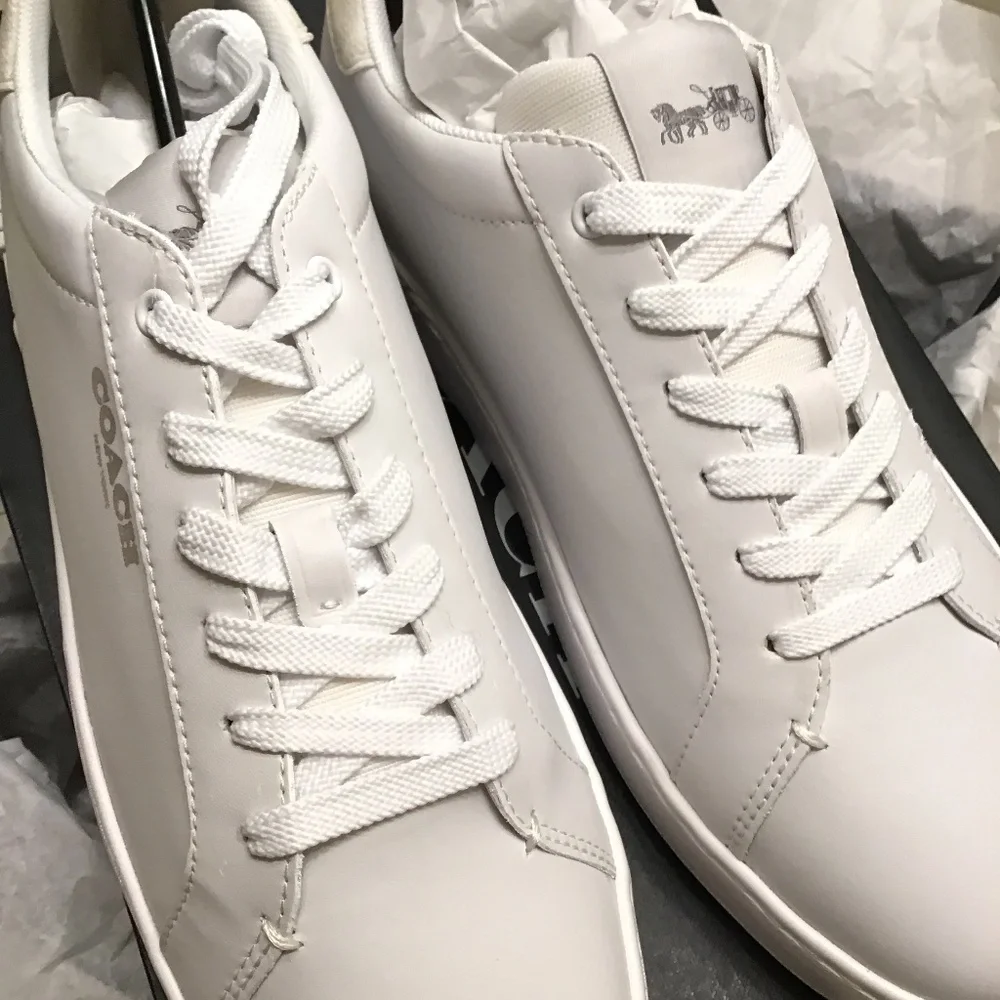 COACH ALL LEATHER OPTIC WHITE SIGNATURE SNEAKERS MENS - Picture 16 of 16